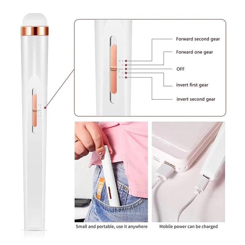 Nail Grooming Set 5-in-1 Professional Electric Machine Lighted Manicure Nail Device Portable Nail File Pedicure Tools Nail Art