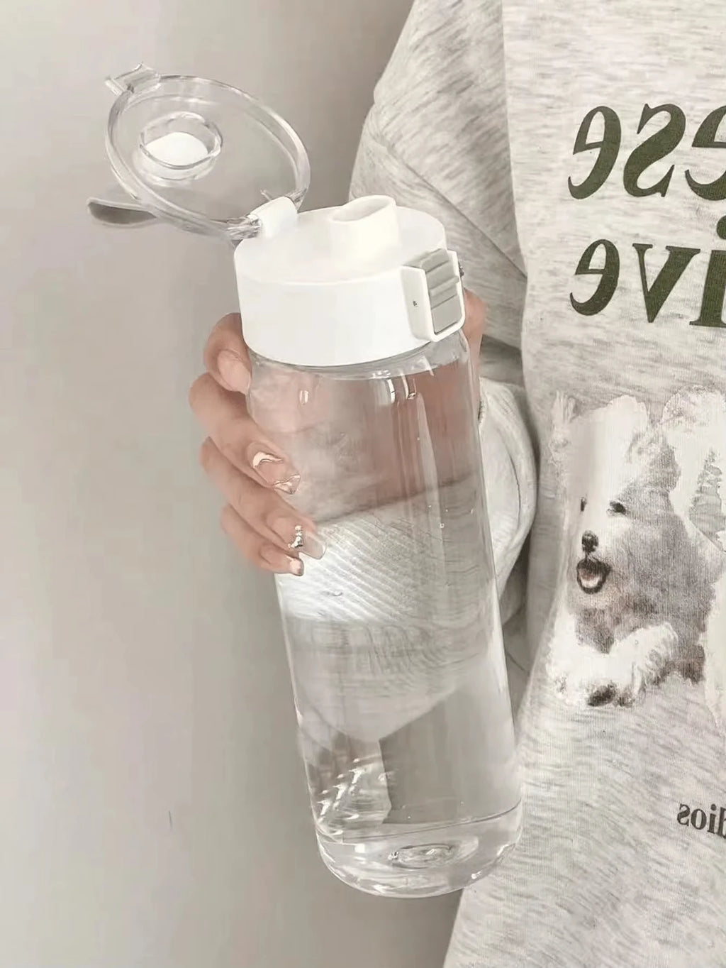 1 portable sports and fitness large capacity transparent cup, suitable for outdoor use, travel, and office essential water bottl