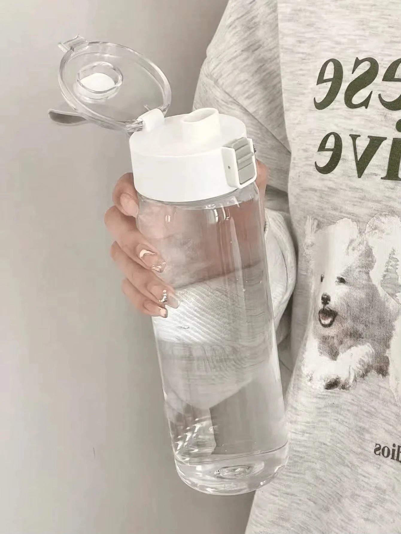 1 portable sports and fitness large capacity transparent cup, suitable for outdoor use, travel, and office essential water bottl