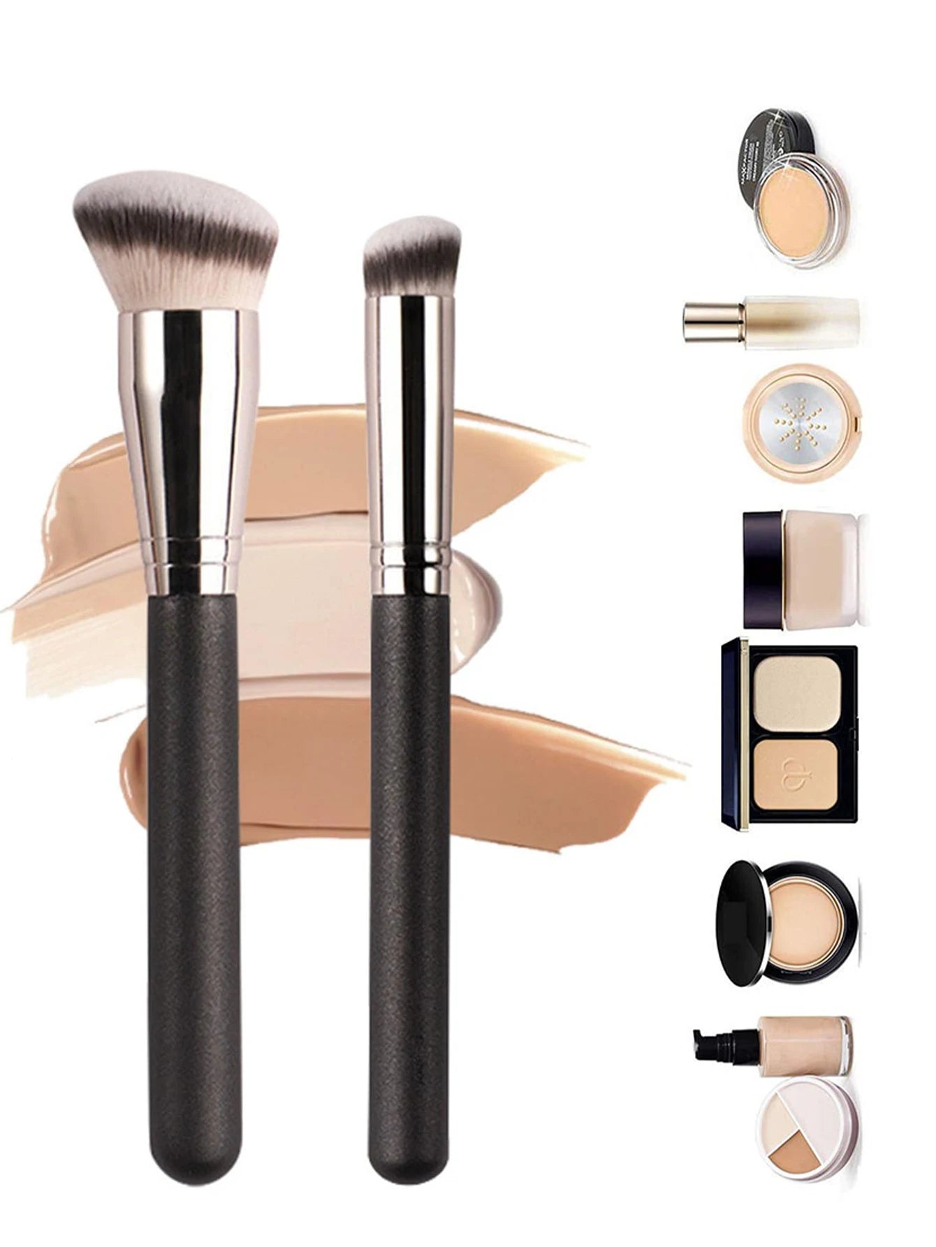 3 PCS Makeup Brushes Set Includes Foundation Brush, Flawless Concealer Brush, Powder Brush