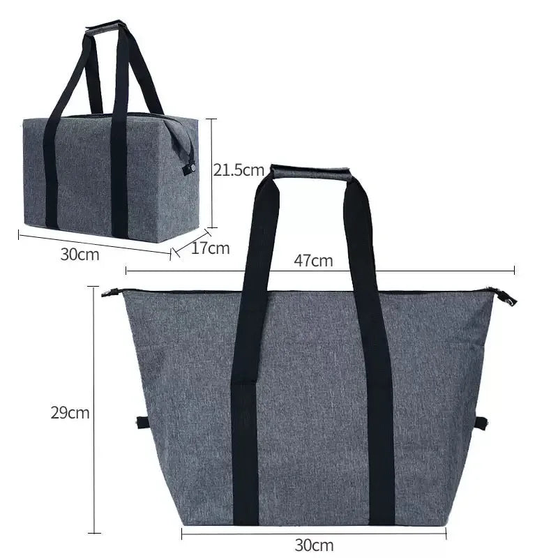 Large Capacity Insulated Tote Bag, Foldable Cooler Bag, Student Work Lunch Bag, Outdoor Picnic Bag