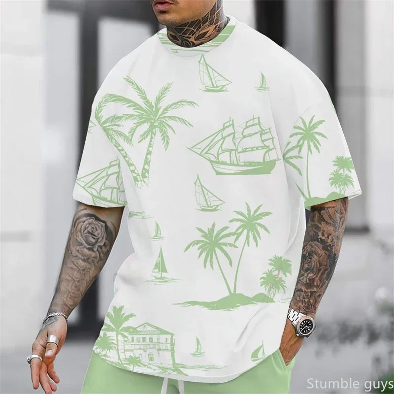 Men's Oversized Fashion T-Shirt Summer Anime Graphic Loose Short Sleeve Comfortable Lightweight Fashion Jersey Tops