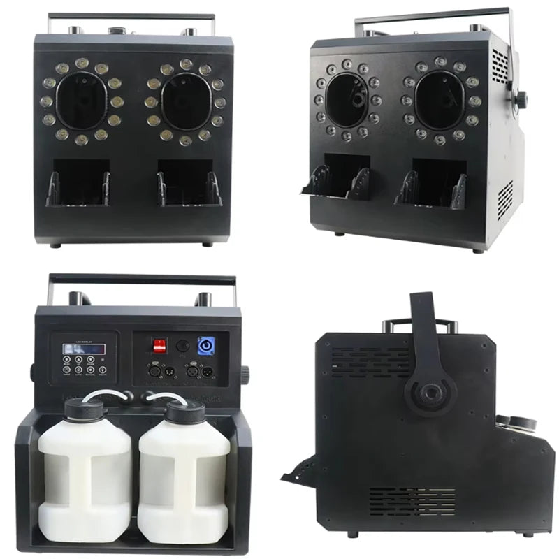 Stage Lighting LED Fog Bubble Machine 1500W Double Holes Automatic 1.2L Tank Capacity Bubble Fog Smoke