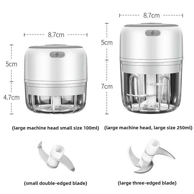 Electric Mini Garlic Chopper 100/250ML USB Vegetable Onion Chopper baby food processor Portable Small Food Processor