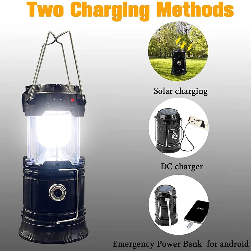 RTS Portable Multifunctional Waterproof Camping Lamp Usb Rechargeable Led Camping Lights Solar Camping Lantern