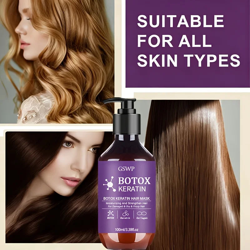 GSWP Botox Keratin Hair Mask. Moisturizing and Strengthening Effects for Damaged, Dry Hair, Reduces Frizz, Split Ends. 100/200ML
