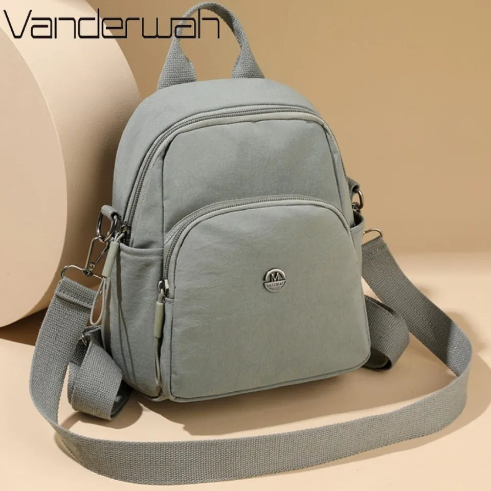 Solid Color Nylon Backpack Lightweight Travel School Bag Fashion Daypack for Work Small Travel Bag Multi-functional Shoulder Sac