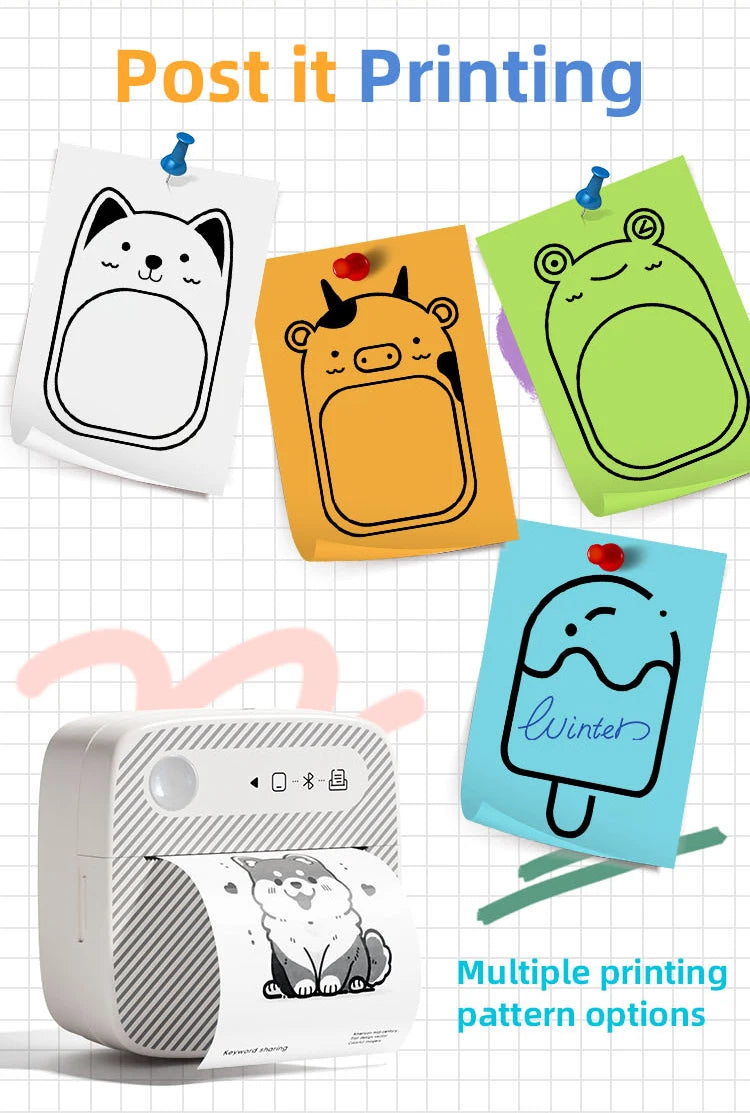 DOLEWA B3 Portable Mini Printers Wireless Bluetooth Inkless Sticker Maker Printer Tag Price Machine for Office School Kitchen