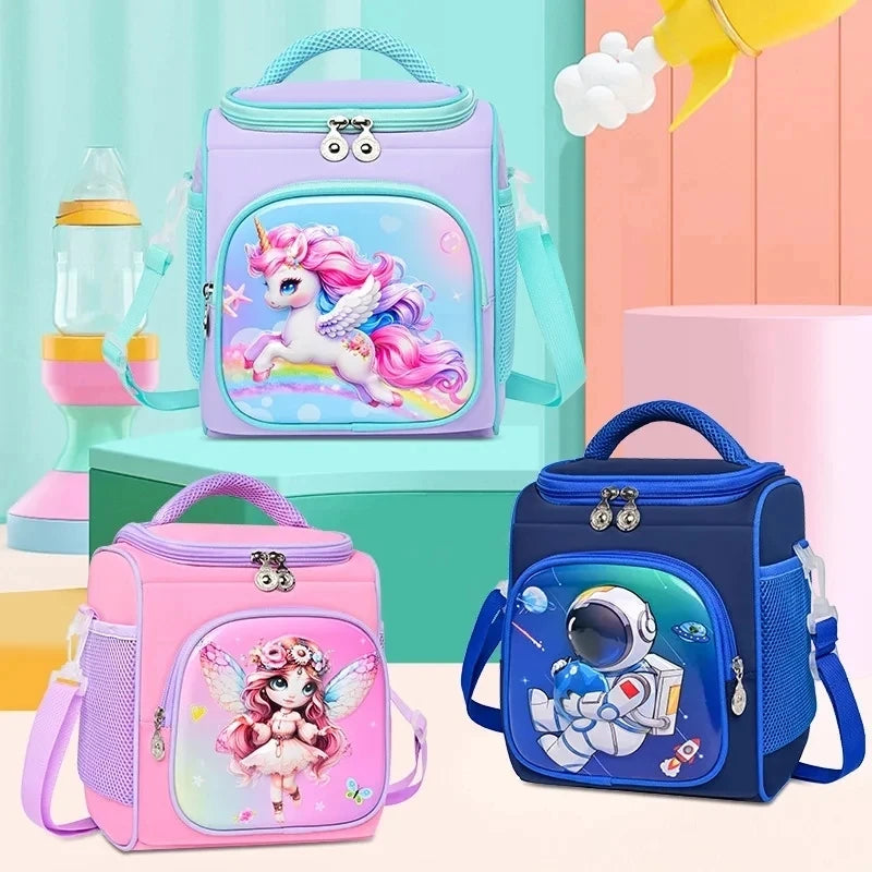 Lunch Bag for Boys Girl Cute Insulated Lunch Box Portable Meal Cooler with Adjustable Shoulder Strap for School Beach Picnic