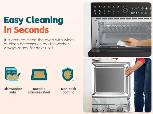 30L Electric Touch Screen Air Fryer Oven Stainless Steel Multifunctional Countertop Convection Dutch Household Chicken Pizza