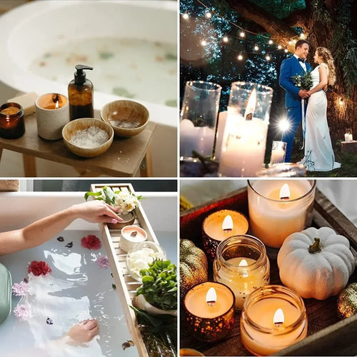 100Pcs Wooden Wick Stick with Base Candle Making Tools Multi Size Candlewick for Scented Candles Wedding Decor DIY Birthday Gift