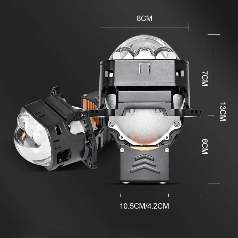 180W High Power Square Triple Laser LED Projector Headlight Dual Beam Ultra Bright Long Range Penetration Car Accessories