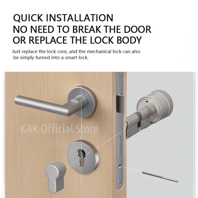 KAK Tuya APP Fingerprint Cylinder Smart Door Lock Electronic Digital Password Code Lock Keyless Remote Control Lock Hardware