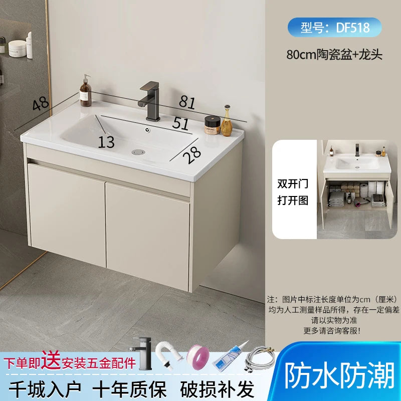 Wall Basin Bathroom Cabinet Set Sink Mirrors Shelves Bathroom Cabinets Storage Organizer Mobile Bagno House Accessories