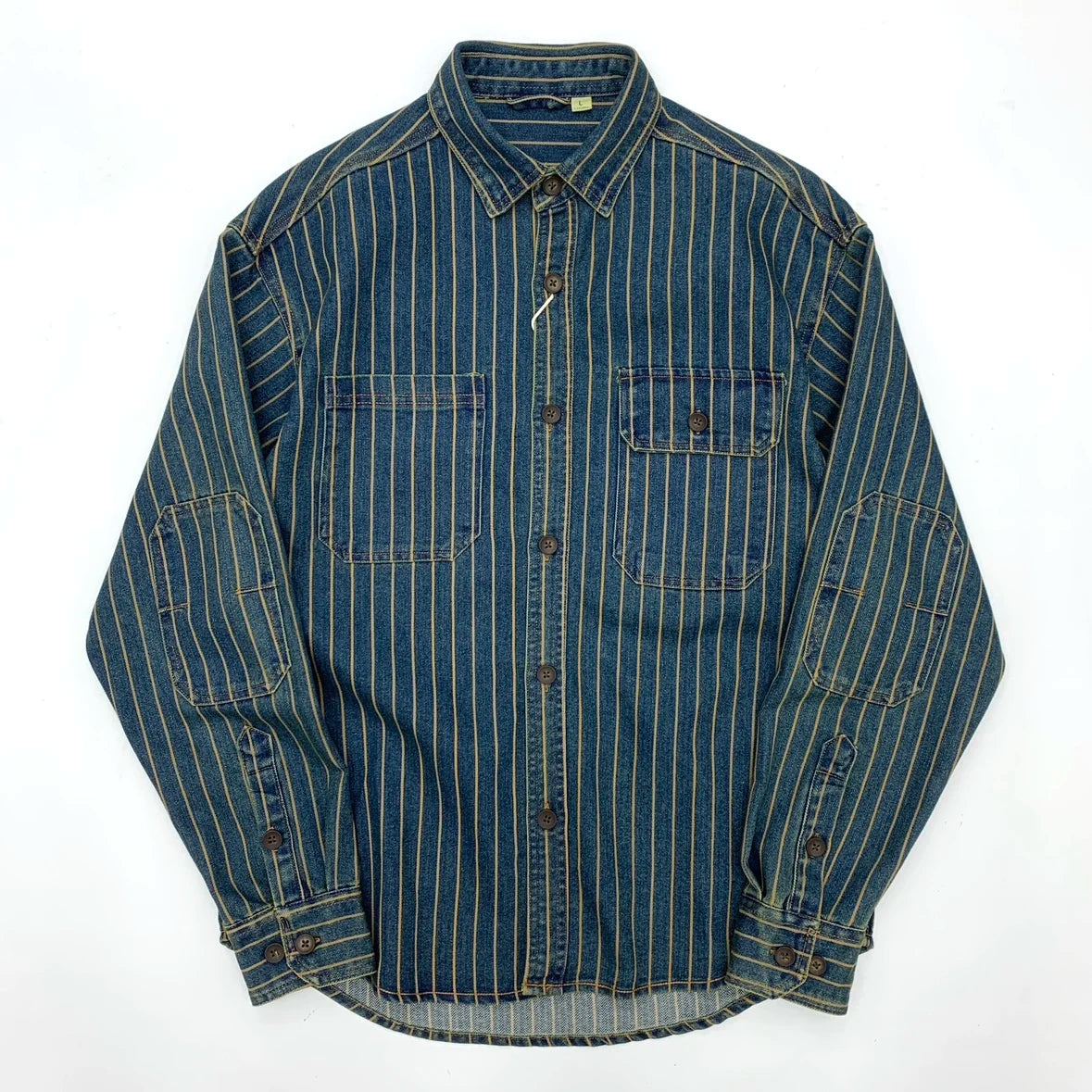 2025 Autumn New American Retro Heavyweight Striped Denim Shirt Jacket Men's 100% Cotton Washed Old Fashion Loose Casual Coat