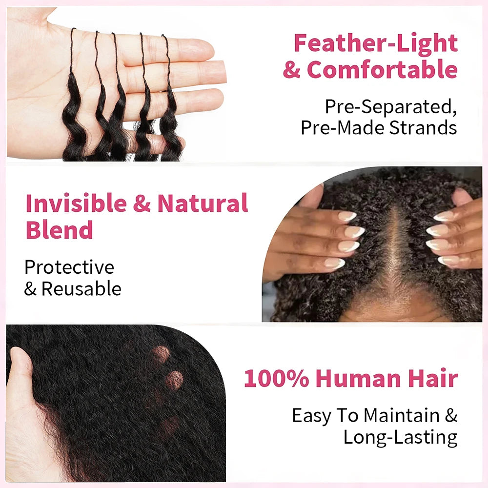 Kinky Straight Crochet Human Hair Pre Separated Knotless Reusable Feather Crochet Human Hair Bundles Burmese Curly Crochet Hair