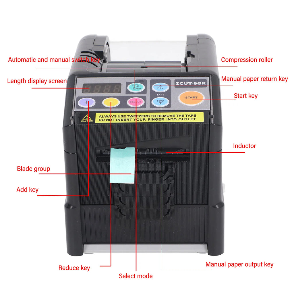 Automatic Tape Dispenser 999mm Cut Length Electric Ribbon Cutting Machine for 6‑60mm Wide Tapes Automatic Tape Dispenser