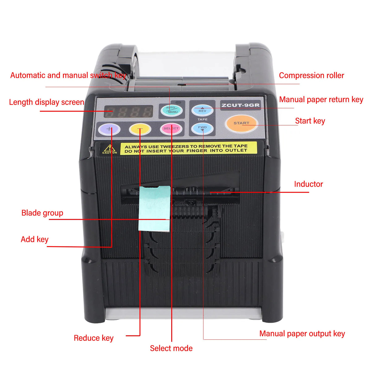 Automatic Tape Dispenser 999mm Cut Length Electric Ribbon Cutting Machine for 6‑60mm Wide Tapes Automatic Tape Dispenser