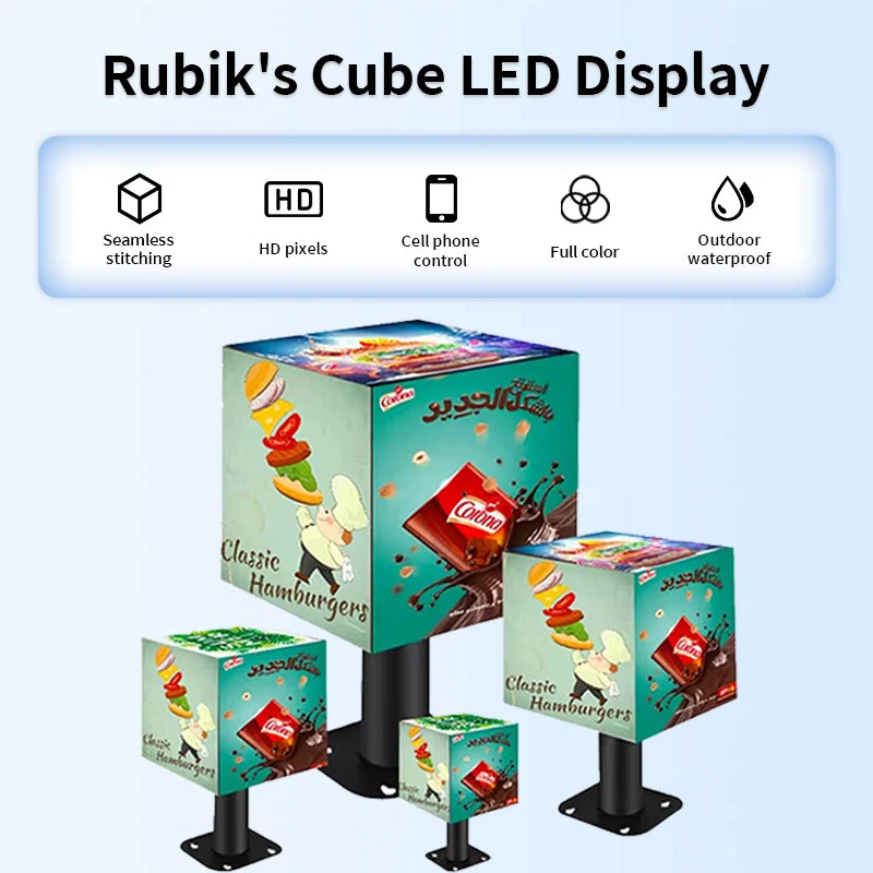 Outdoor Creative Magic Cube Indoor LED Cubes Display Screen Sign Video Wall 90 Degree Corner Cube LED Display Screen