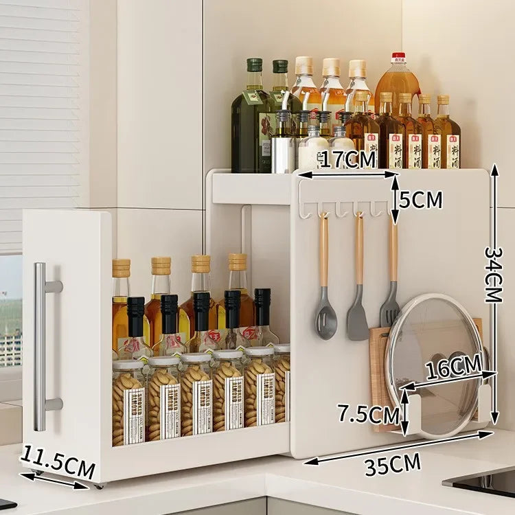 Shelf Kitchen Pull-out Seasoning Countertop Multifunctional Seasoning Storage Rack Dustproof Extremely Narrow Side Box Cabinet