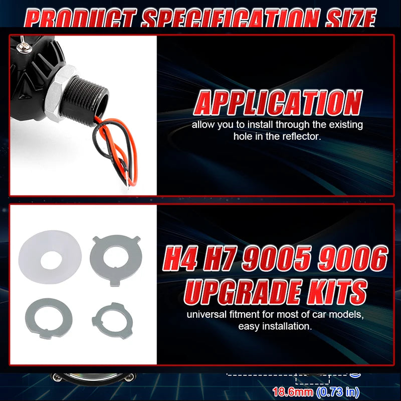 2.5 Inch Bi Led Projector Lens Led Light H4 H7 9005 9006 Car Headlight Bulb High Low Beam 6000K Diode 120W 40000LM Turbo Tuning