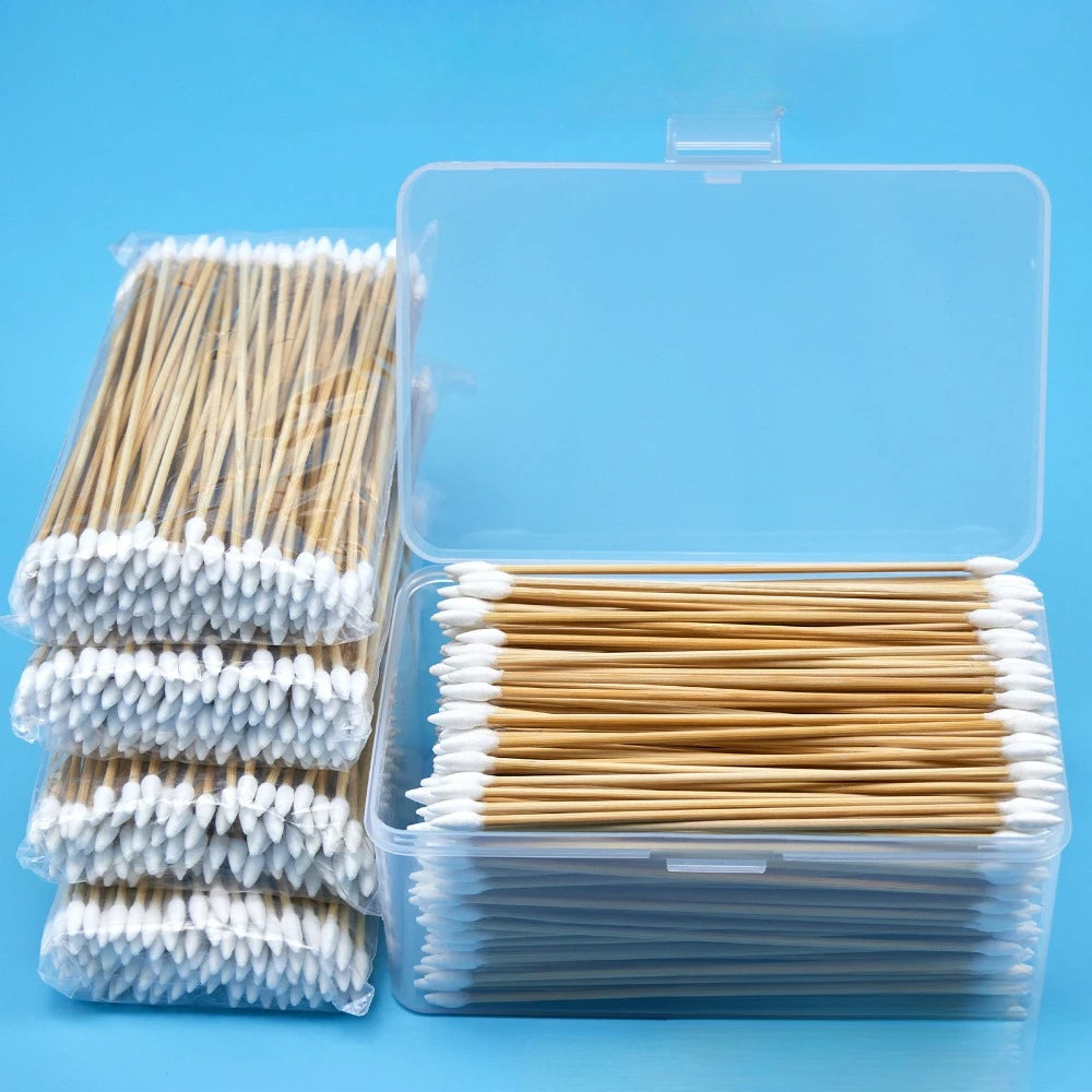 100/300Pcs 6 Inch Long Cotton Swabs with Wooden Handles, Cotton Tipped Applicator for Cleaning, Cotton Sticks Oil Makeup