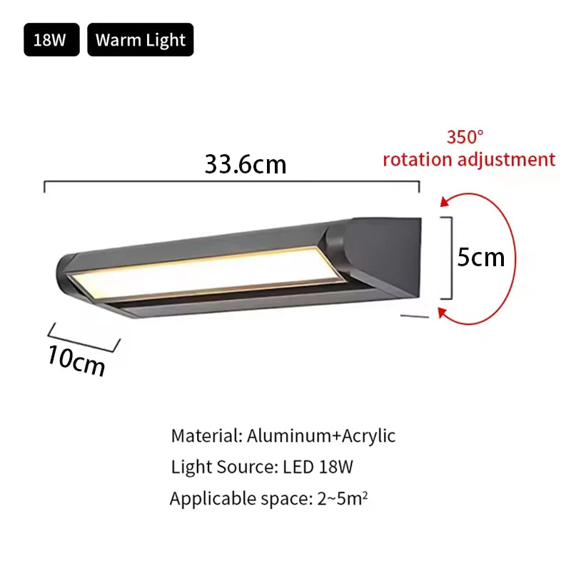 Outdoor Wall Lamps IP65 Waterproof LED Adjustable Angle Aluminum Wall Lights Garden Patio Doorway Home Minimalist Decor Lighting