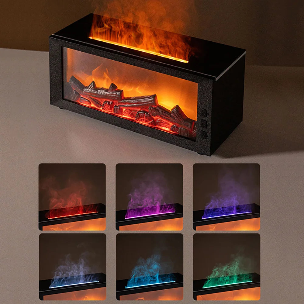 Upgraded Fireplace Aroma Diffuser 7 Color Flame Humidifier Remote Control Timer Auto Off Home Office Aromatherapy Gift