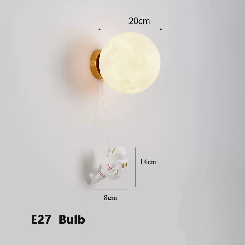 New Design Home Decoration Wall Lamp PLA Material 3D Print Lampshade Sconce Light Astronaut Climbing Moon Style Children Lustres