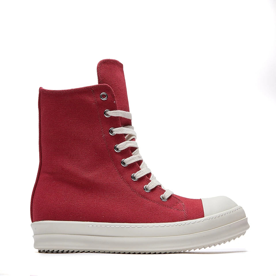 Brand Men Shoes Ro Casual Canvas Shoes High Top Women Sneakers Quality Black Ankle Boot Designer Zipper Luxury Laces Flat Shoes