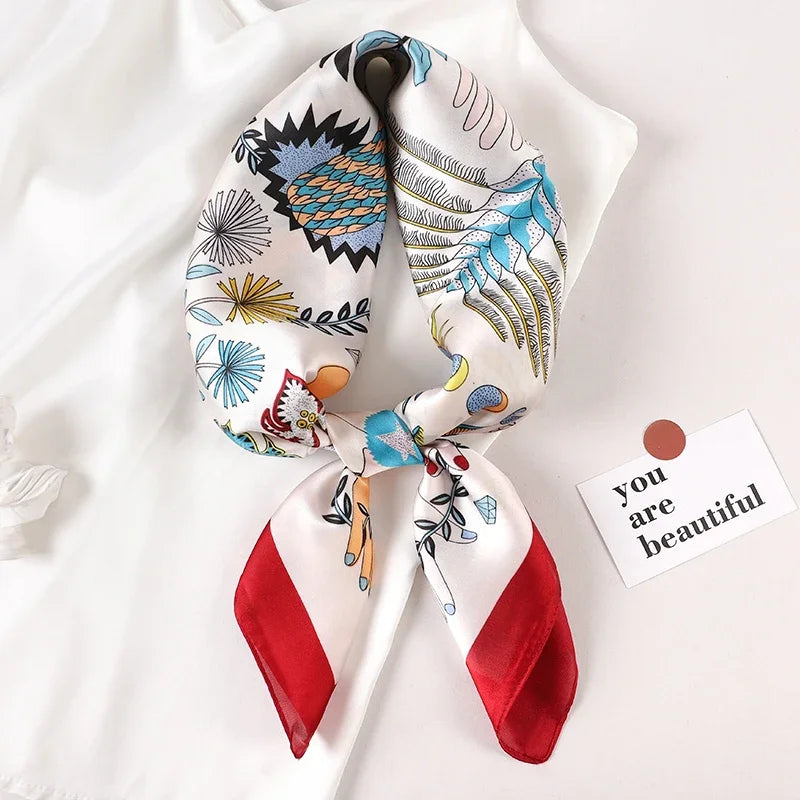 Luxury Brand Silk Square Plaid Scarf Women Satin Neck Hair Tie Band Soft work neckerchife 2024 NEW Hijab Head Female Foulard