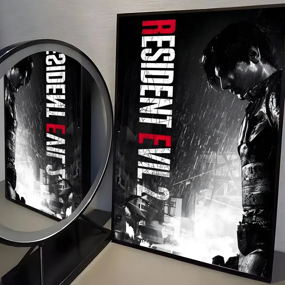 R-Resident Evil Game Poster Home Living Bed Room Bar Hallway Sticky Wall Art Printing Aesthetic Decor