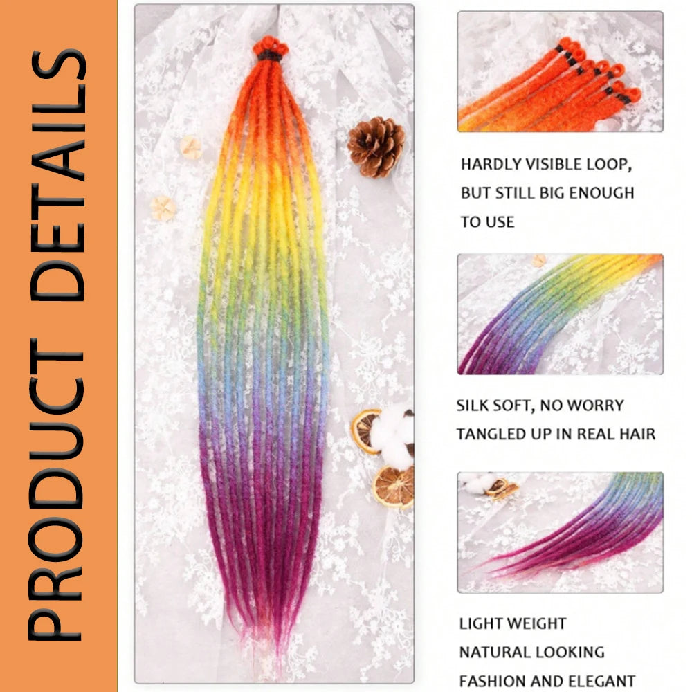 24 Inch Synthetic Dreadlock Extensions 10 Root/pack Hippie Single Ended Dreads Ombre Loc Extensions Reggae Style Crochet Hair