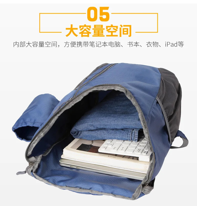 Large Capacity Sport Mountaineering Backpack - Lightweight Foldable Waterproof Outdoor Travel Bag for Sports