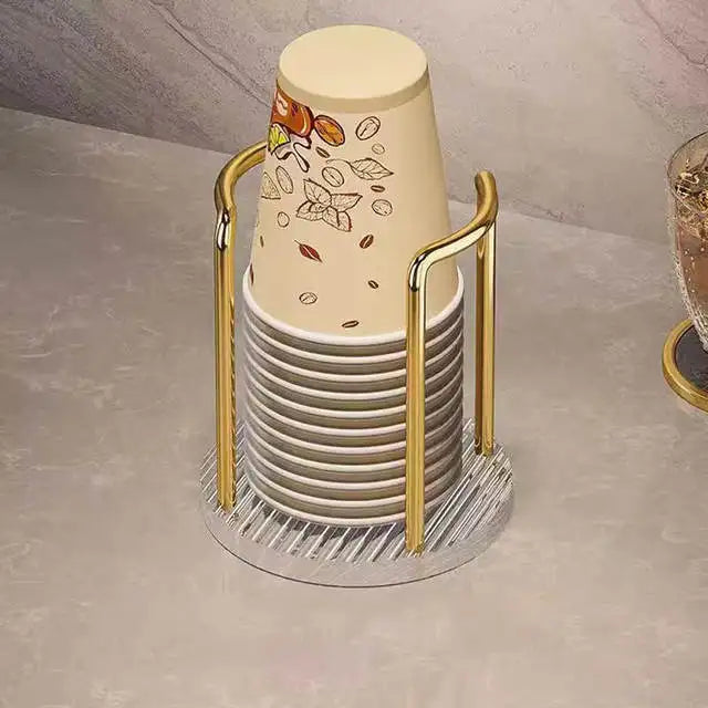 Luxury Disposable Cup Storage Holder Water Tea Cups Dispenser Rack Shelf with Longer Stick Mug Display Stand Home Organizer