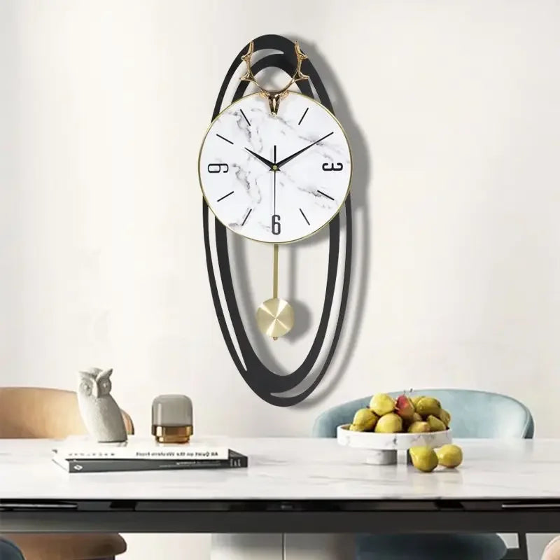 Creative trend home fashion wall hanging clock Modern simple light luxury living room atmosphere hanging clock wall decoration