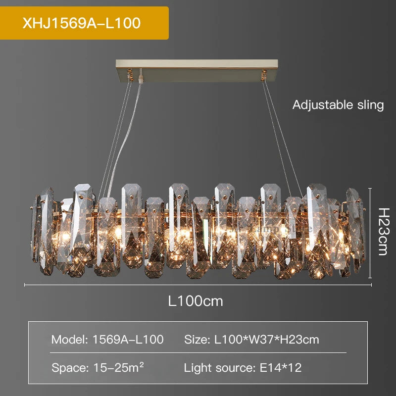 Postmodern Light Luxury LED Crystal Chandelier Atmosphere Dining Room High-end Home Bedroom Kitchen Living Room Pendant Lights