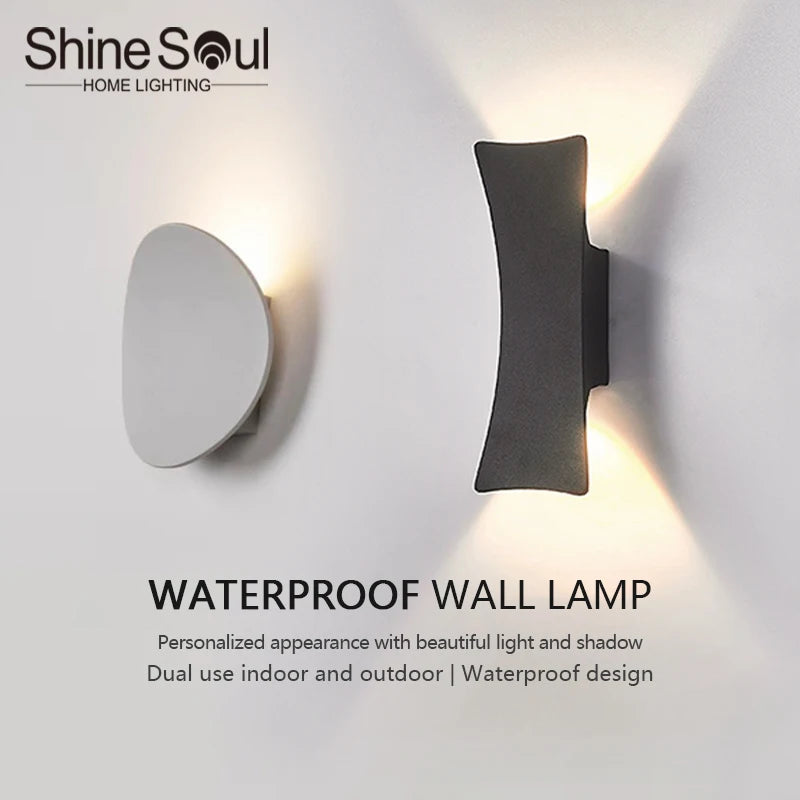 LED Wall Lamp Indoor and Outdoor IP65 Waterproof White/black Modern Minimalist Aluminum Home Light Porch Garden Light AC85-265V