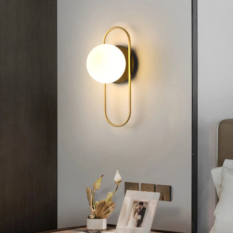 Modern LED Wall Lamps Black Gold Glass Ball Wall Sconces Living Rom Bedroom Hotel Decor Wall Lights Bedside Lights Aisle Lamp G9