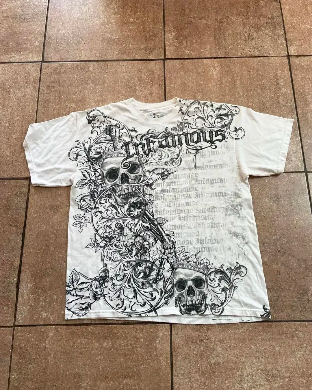Affliction New Men Polo shirt Skull Graphic Harajuku Round Neck Oversized T Shirt Short Sleeve Tops Gothic Clothing Street Wear