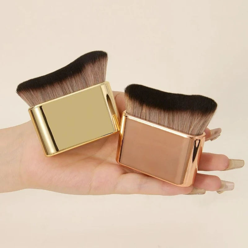 1Pc Hand-held MakeupBrush, FoundationBrush, CurvedBrush, Soft Bristles, Even Application, High-Quality Makeup Brush, Travel-F