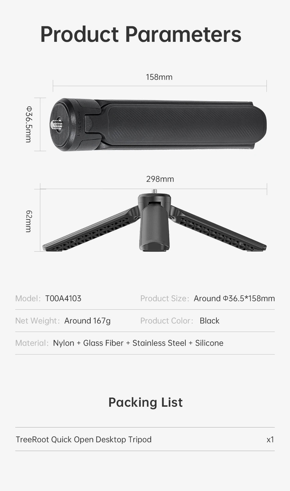 Ulanzi FALCAM TreeRoot Quick Release Desktop Tripod Portable Mini Tripod Handle for DJI Ronin Stabilizer F38 Quick Release Mount