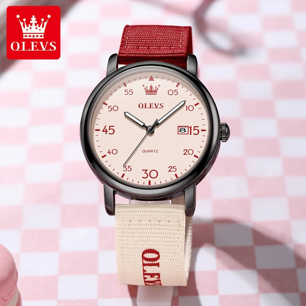 OLEVS 2997 Original Quartz Movement Student Fashion Watch Calendar Digital Dial Night Light Function 30m Waterproof Watch