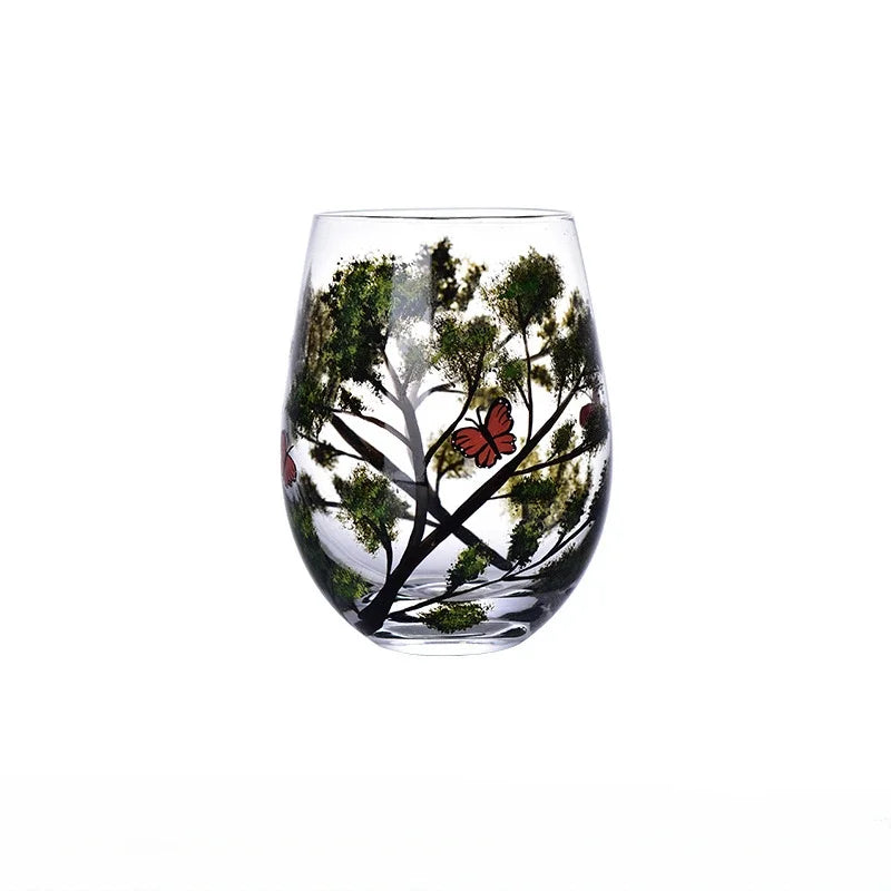 Creative Hand-Painted Crystal Goblet, Four Seasons, Wine Glasses, Drinking Glasses, Cocktail Glass