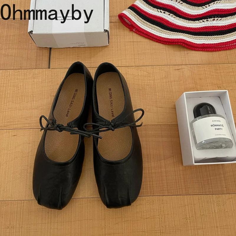 2026 Designer Spring Women Ballet Flats Casual Shallow Butterfly-knot Shoes Soft Sole Women's Elegant Leather Dress Shoes