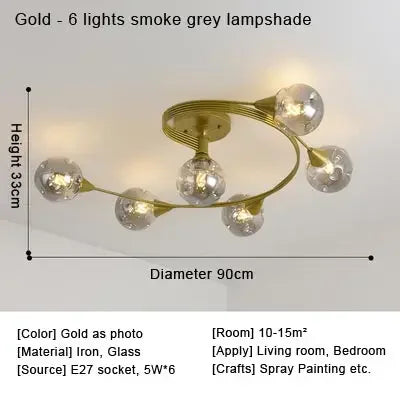 2025 Modern Led Ceiling Chandelier Nordic Glass Lamp Bedroom Kitchen Living Room Dining Room Decoration Home Ceiling Light Fixtu