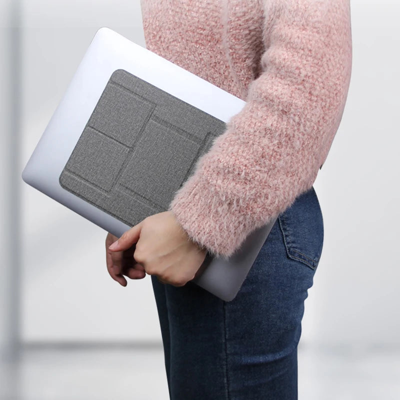 Portable Laptop Holder Desk Folding Desk Support PU Leather Stand Laptop Expansion Cooling Laptop Adjustable Stand Rack Bracket