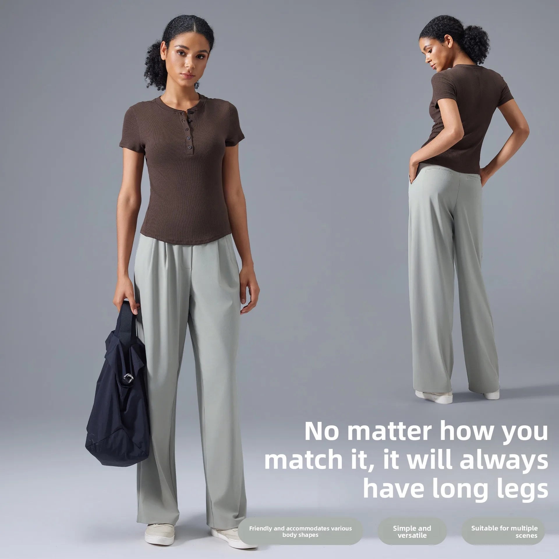 Women's Slimming Wide Leg Pants Loose Fit Breathable Thin Straight Tube Casual Sports Pants Versatile Comfortable