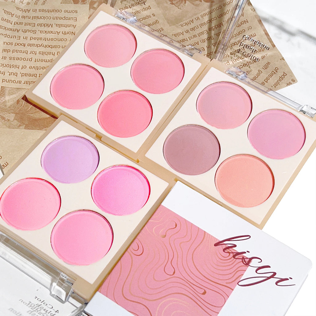 Vibrant Girl Ice Cream Four-Color Blush; Brightening, Natural Bare Makeup Effect, Pigmented, Matte, Fine Texture