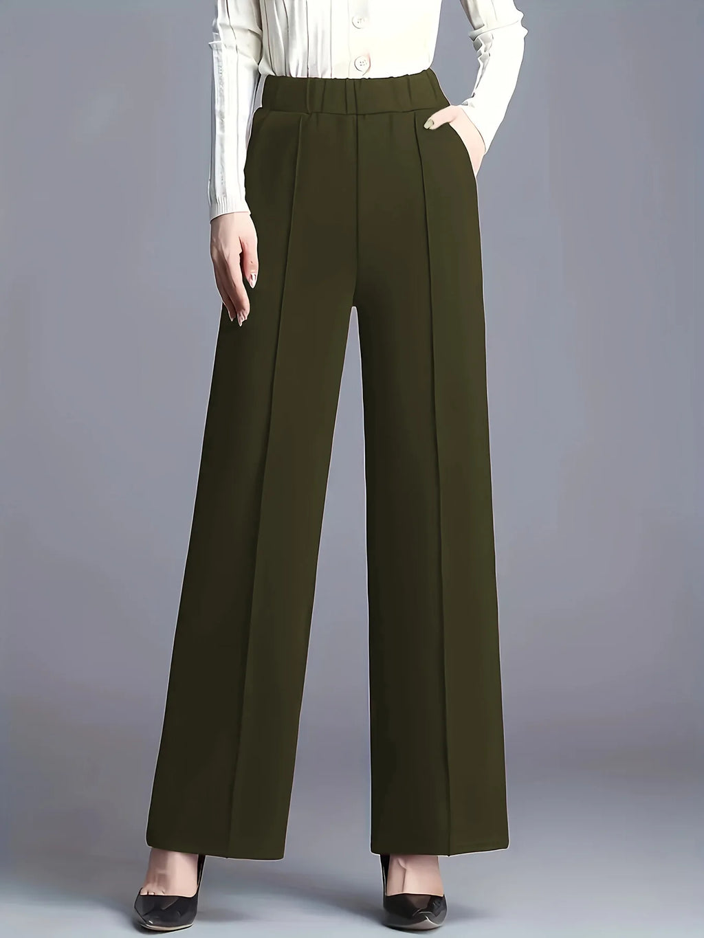 Women High Waist Draped Wide Leg Suit Pants Loose Slimming Straight Casual Versatile Trousers Multiple Colors Daily Commuter
